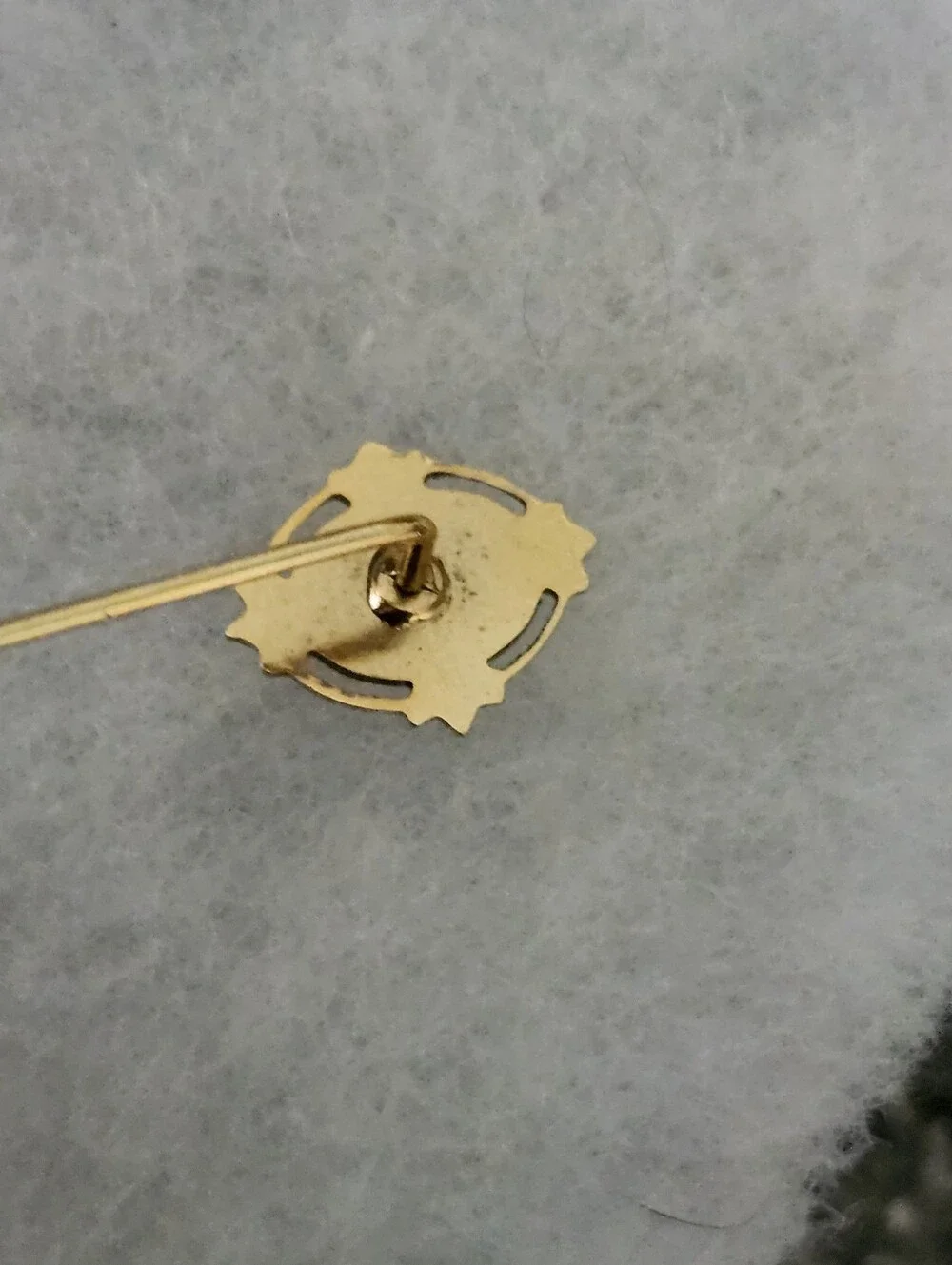 Vintage Gold Tone Floral Stick Pin with Black and White Accents
